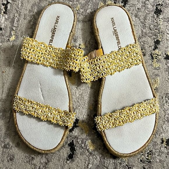 Karl Lagerfeld beaded stretch straps size 9 - Picture 1 of 11